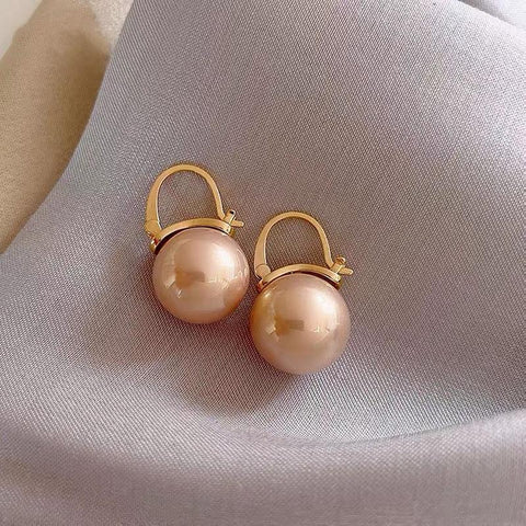 Korean Cute Pearl Drop Earrings  LuxuryU Shape Dangle  Earrings -JW00283-Veeddydropshipping