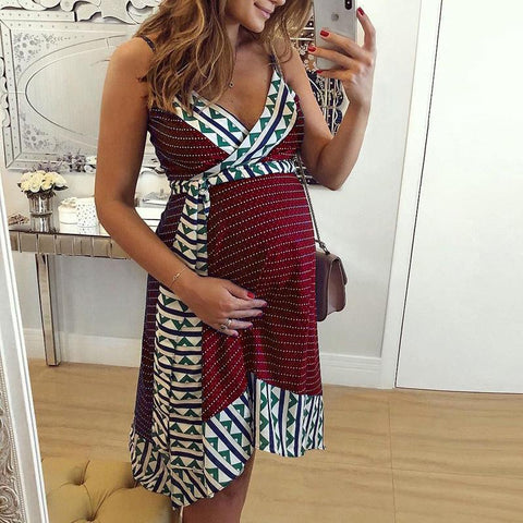 Pregnant Woman Dress Sexy Sleeveless Summer Maternity Sundress-TB00609-Veeddydropshipping