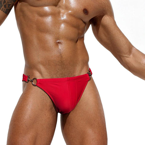 Color Fashion Briefs  Metal Buckle Swimming Trunks Sexy Close-fitting Hip-MF01649-Veeddydropshipping