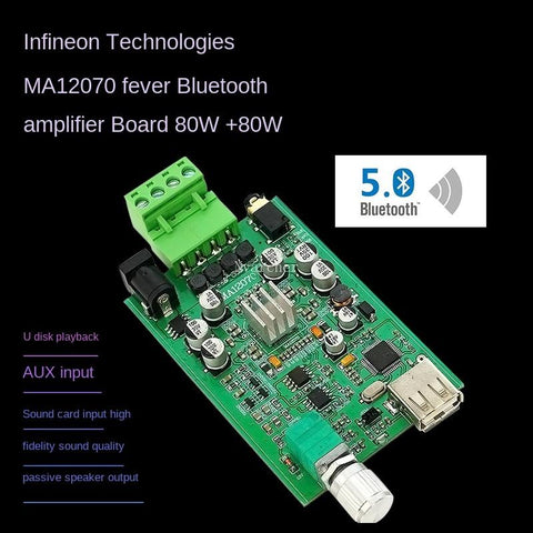 Infineon MA12070 80WX2 HIFI Stereo finished power amplifier board -CE00908-Veeddydropshipping