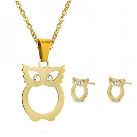Animal Shape Necklace and  Earrings Stainless  Steel Fashion Jewelry Set-JW01351-Veeddydropshipping