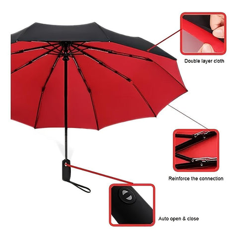 Double-lined Automatic Umbrella Windproof Travel Umbrella-HA01911-Veeddydropshipping