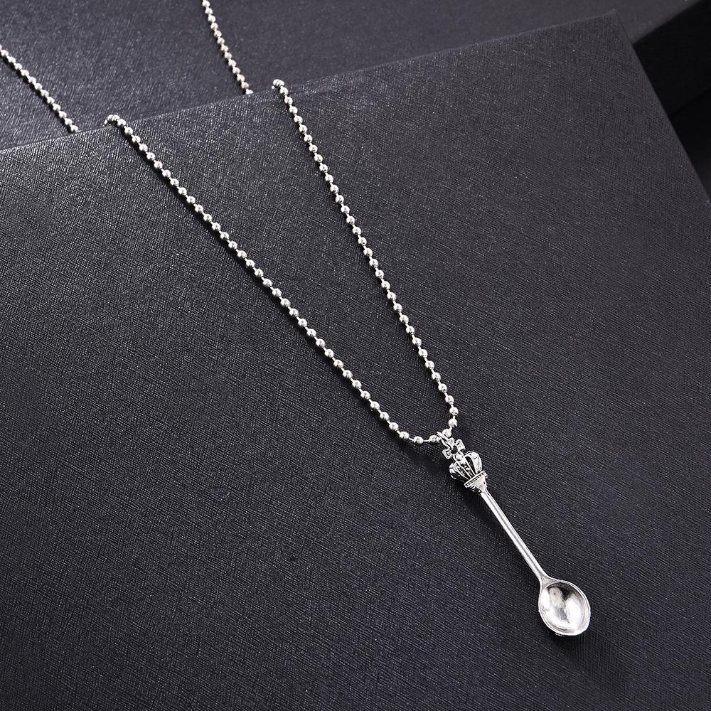 Mini Tea Spoon Shape Pendant Long Chain Necklace-JW01270-Veeddydropshipping
