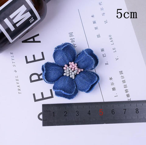 Korea Denim Fabric Flowers Hair Accessories-HA00725-Veeddydropshipping