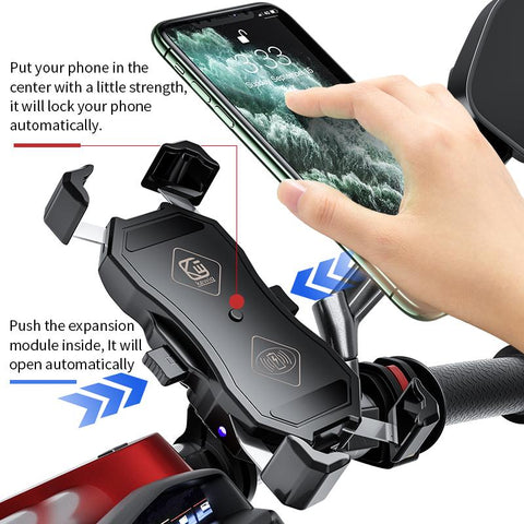 Motorcycle Phone Holder 15W Wireless Charger USB QC3.0 Fast Charging Bracket Bike Smartphone-PA00521-Veeddydropshipping