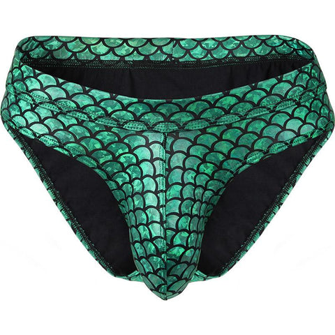 Fish Skin Leather Shorts Men U Convex Low Waist Male Underpants-MF01706-Veeddydropshipping