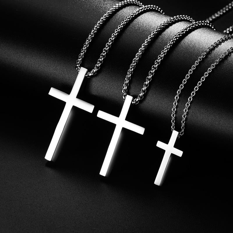 Stainless Steel Cross Pendant Necklace Chokers Silver Color -JW00251-Veeddydropshipping