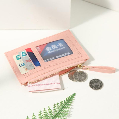 zipper small coin purse credit card holder solid color business-BS00586-Veeddydropshipping