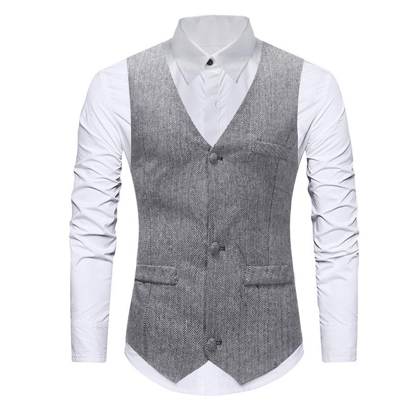 New Slim Fit Sleeveless Waistcoat Men Business-MF01284-Veeddydropshipping