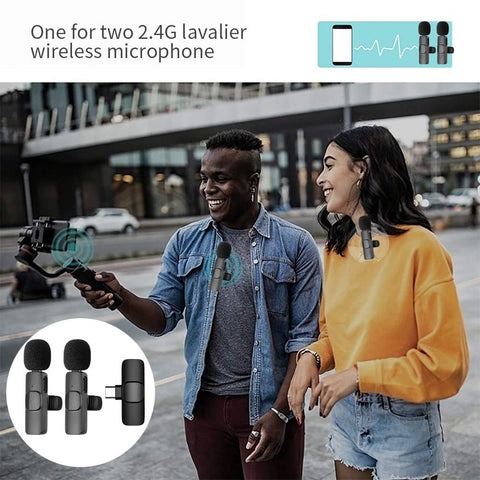 2 In 1 Wireless Lavalier Microphone Portable Audio Video Recording Mini Mic-CE01286-Veeddydropshipping