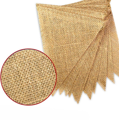 Vintage Jute Hessian Burlap Bunting Banner-HA00590-Veeddydropshipping