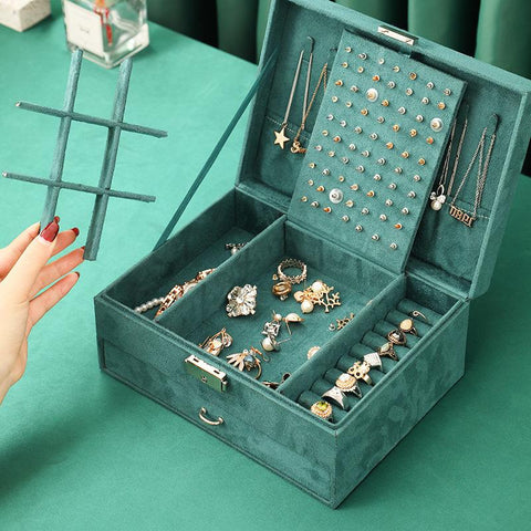Multi-layer Flannelette Antique Jewelry Box -JW01717-Veeddydropshipping