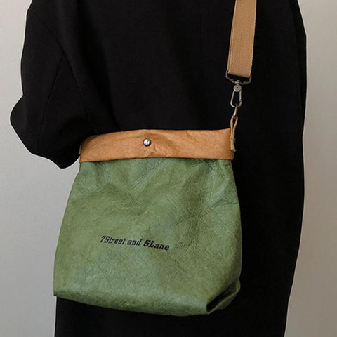Shoulder Bag Retro Kraft Paper Totes Messenger Bag Washable Tear-resistant-BS00162-Veeddydropshipping