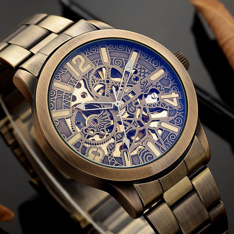 Men Automatic Mechanical Watch Skeleton Steampunk-JW00629-Veeddydropshipping