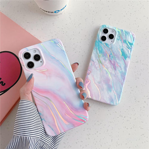 Laser Gradual Color Marble Phone Case For iphone 14 Pro Max 13 Pro 12 11 14 Plus-PA00183-Veeddydropshipping
