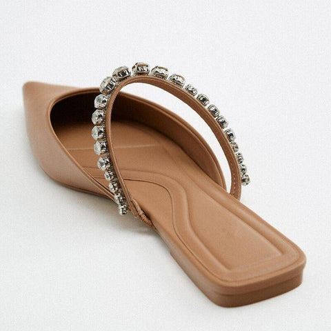 Strap Bling Low Heel Slippers Fashion Pointed Toes Slingback-BS00898-Veeddydropshipping