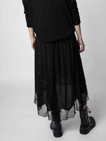 Women Lace Stitching High Waist Midi-WF00414-Veeddydropshipping