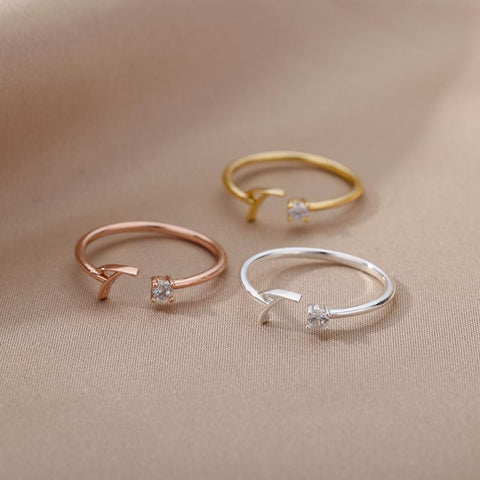 Letter Rings Letter Finger Adjustable A-Z Ring Boho Aesthetic Jewelry-JW00131-Veeddydropshipping