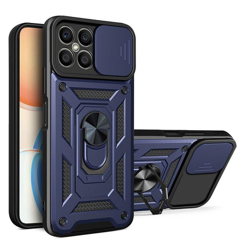 For Huawei Honor X8 Case Rugged Armor Magnetic Car Ring Phone Cases For Honor-PA00258-Veeddydropshipping