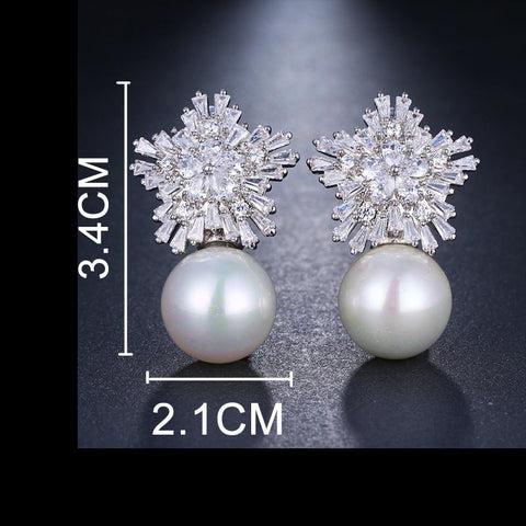 Classic Fashion  Zircon Pearl Earrings Necklaces Jewelry Sets   -JW00365-Veeddydropshipping