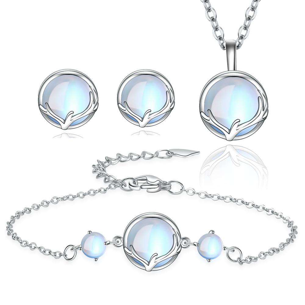925 Sterling Silver Jewelry Set Crystal Earrings Bracelets Necklace-JW00207-Veeddydropshipping