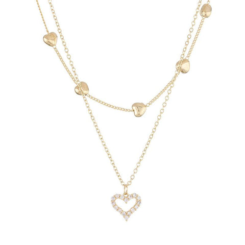 Fashion  Double Layer Heart Necklace For Women -JW01213-Veeddydropshipping