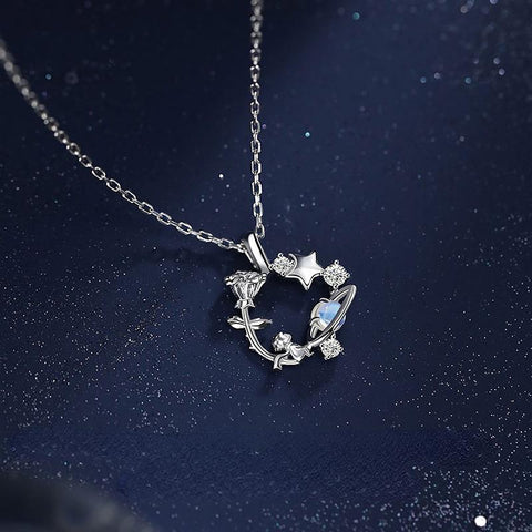 Pendant Necklace Female Zircon Little Prince Rose Necklace -JW01189-Veeddydropshipping