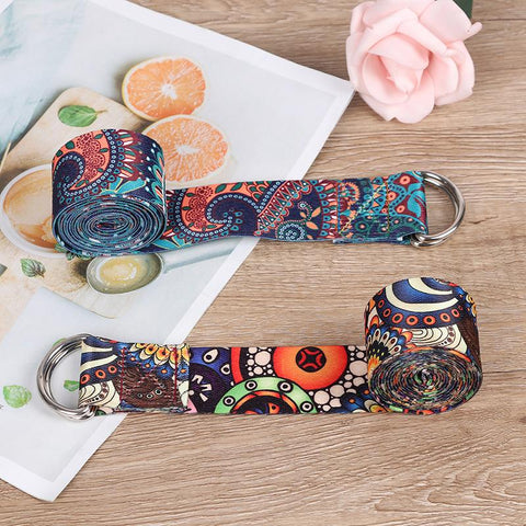 Colored Printed Adjustable Yoga Belt Yoga Stretch Belt Washable-OS01482-Veeddydropshipping