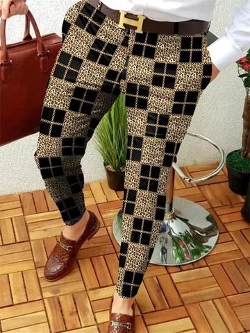 suit pants zipper casual pants retro pattern printing straight-MF00375-Veeddydropshipping