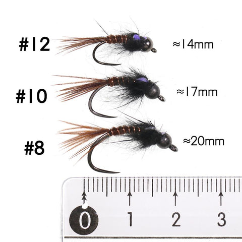 6PCS  #8 #10 #12 Tungsten Bead Head Flash Back Pheasant Tail Nymph Barbless-OS00561-Veeddydropshipping
