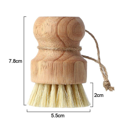 Palm Pot Brush Bamboo Round Mini Scrub Brush-HA01096-Veeddydropshipping