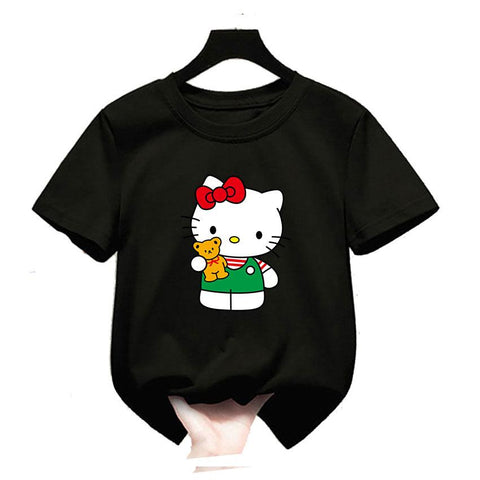Kawaii Hello Kitty T Shirt Cartoon Short sleeve Boys Girls Harajuku-TB00957-Veeddydropshipping