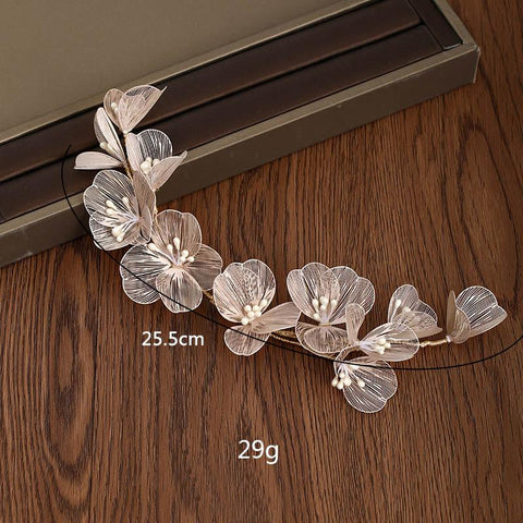 Flower Hairband Bridal Jewelry Pearl Crystal Elegant  -JW00546-Veeddydropshipping