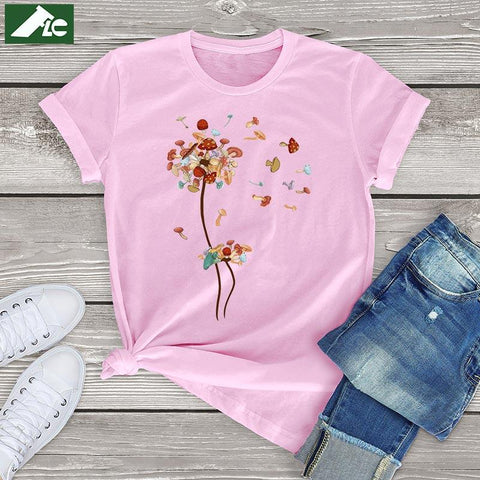 Dandelion Mushroom T Shirts for Women Clothing-WF00012-Veeddydropshipping