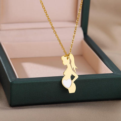 Pendants Necklace Child Pregnant Heart Stainless Steel  Jewelry-JW01222-Veeddydropshipping