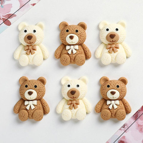 Caroon Bear Resin Cabochon Flatbacks Bows Accessories-HA00340-Veeddydropshipping