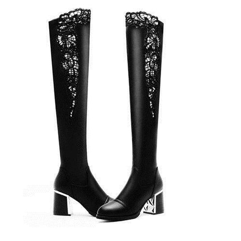 thick heel high boots autumn and winter plus velvet-BS00943-Veeddydropshipping