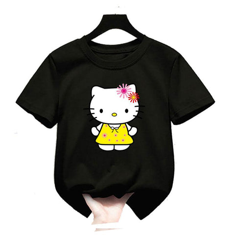 Kawaii Hello Kitty T Shirt Cartoon Short sleeve Boys Girls Harajuku-TB00957-Veeddydropshipping