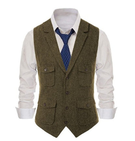 Sleeveless Jackets Herringbone Waistcoat Wedding Suits-MF01273-Veeddydropshipping