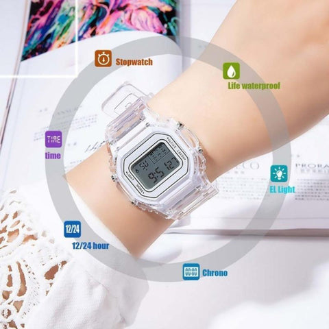 transparent Digital Sport Watches Clock Children Wristwatch-JW01152-Veeddydropshipping
