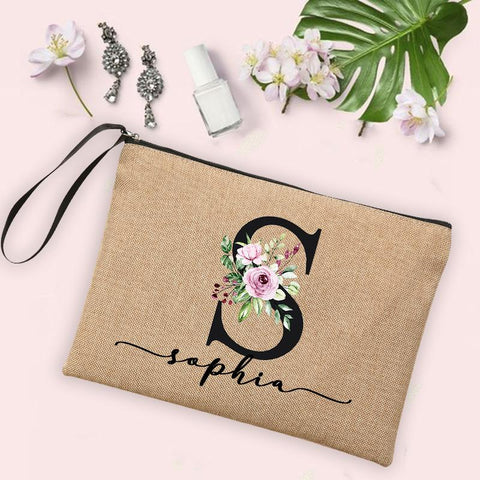 Cosmetic Bag Women Neceser Makeup Bag Linen Zipper Pouch-BS00089-Veeddydropshipping