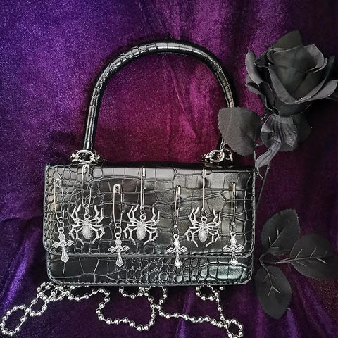 Women Metal Punk Rock Small Handbag Woman Spider Cross-BS00129-Veeddydropshipping