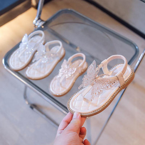 Rhinestone Butterfly Shoes for Kids Girls Flip Flops Jelly Sandals Shoes-TB00181-Veeddydropshipping