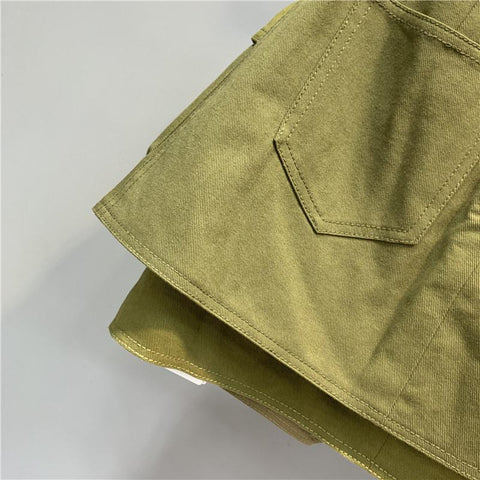 Cargo Denim Skirt Women A-line Skirt-WF00586-Veeddydropshipping