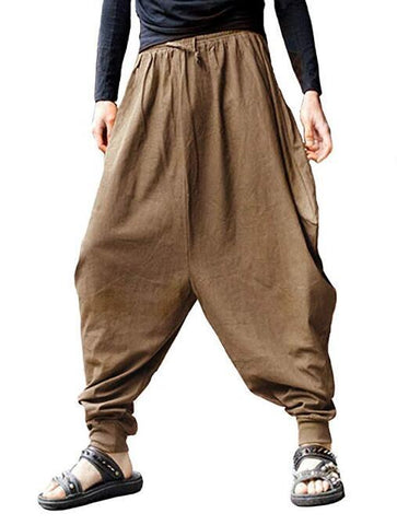 Linen Harem Pants Men Baggy Japanese Style Joggers-Veeddydropshipping