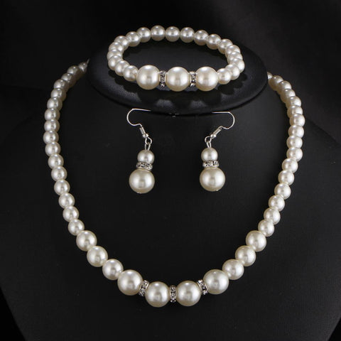 pearl Bridal Jewelry Sets  Pearl Drop  Wedding Jewelry Sets  -JW00280-Veeddydropshipping