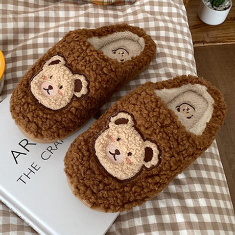 Furry Slippers Men 2023 Winter Plush Platform Slides Indoor-BS01149-Veeddydropshipping