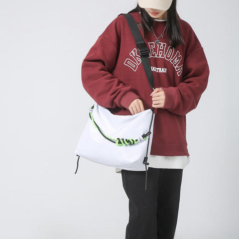 Men Fashion Shoulder Tote Bag Solid Leisure with Green Ribbon for-BS00357-Veeddydropshipping