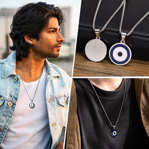 Necklaces  Stainless Steel Simple Ethnic Turkish Eye Collar Jewelry-JW01217-Veeddydropshipping