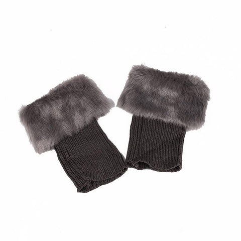 Women Crochet Faux Fur Trim Leg Boot Socks-WF01241-Veeddydropshipping